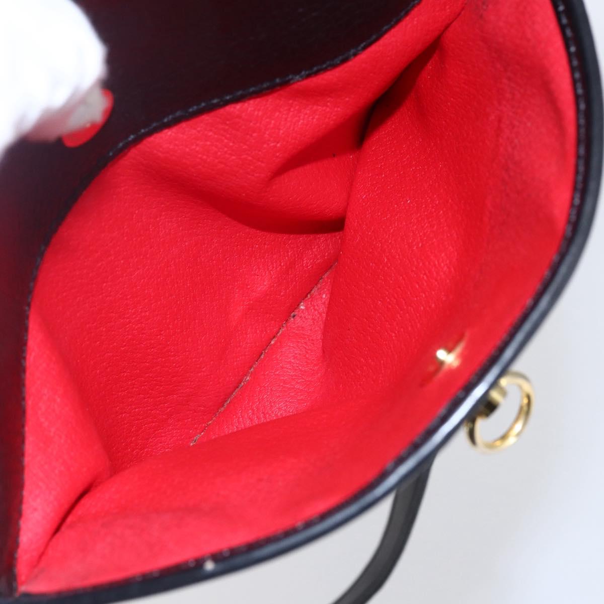 CELINE Shoulder Bag Leather Black Gold Auth 152953