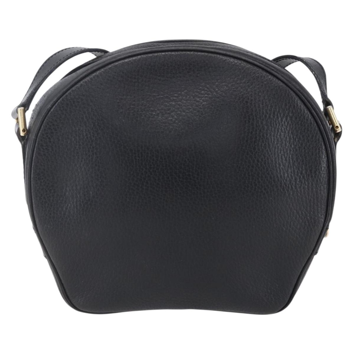 CELINE Shoulder Bag Leather Black Gold Auth 152953