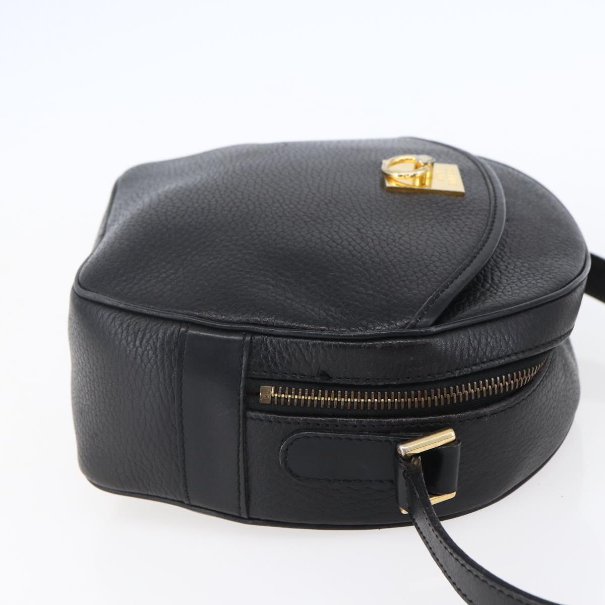 CELINE Shoulder Bag Leather Black Gold Auth 152953