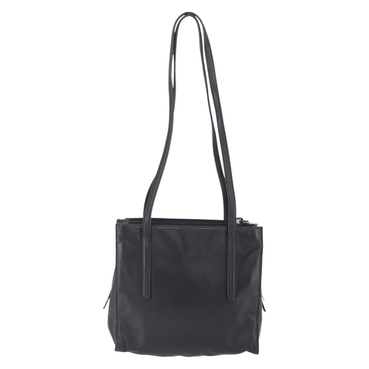 PRADA Shoulder Bag Leather Black Auth 152954