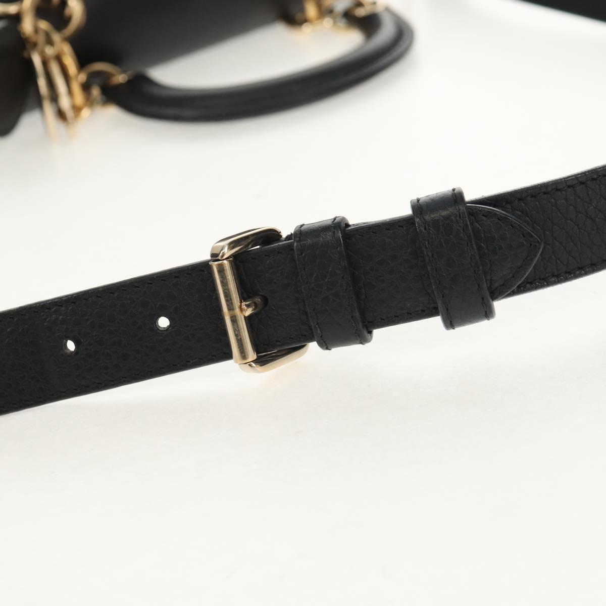 Christian Dior Lady Dior Be Dior Small Bag Leather 2way Black Gold Auth 152955AV