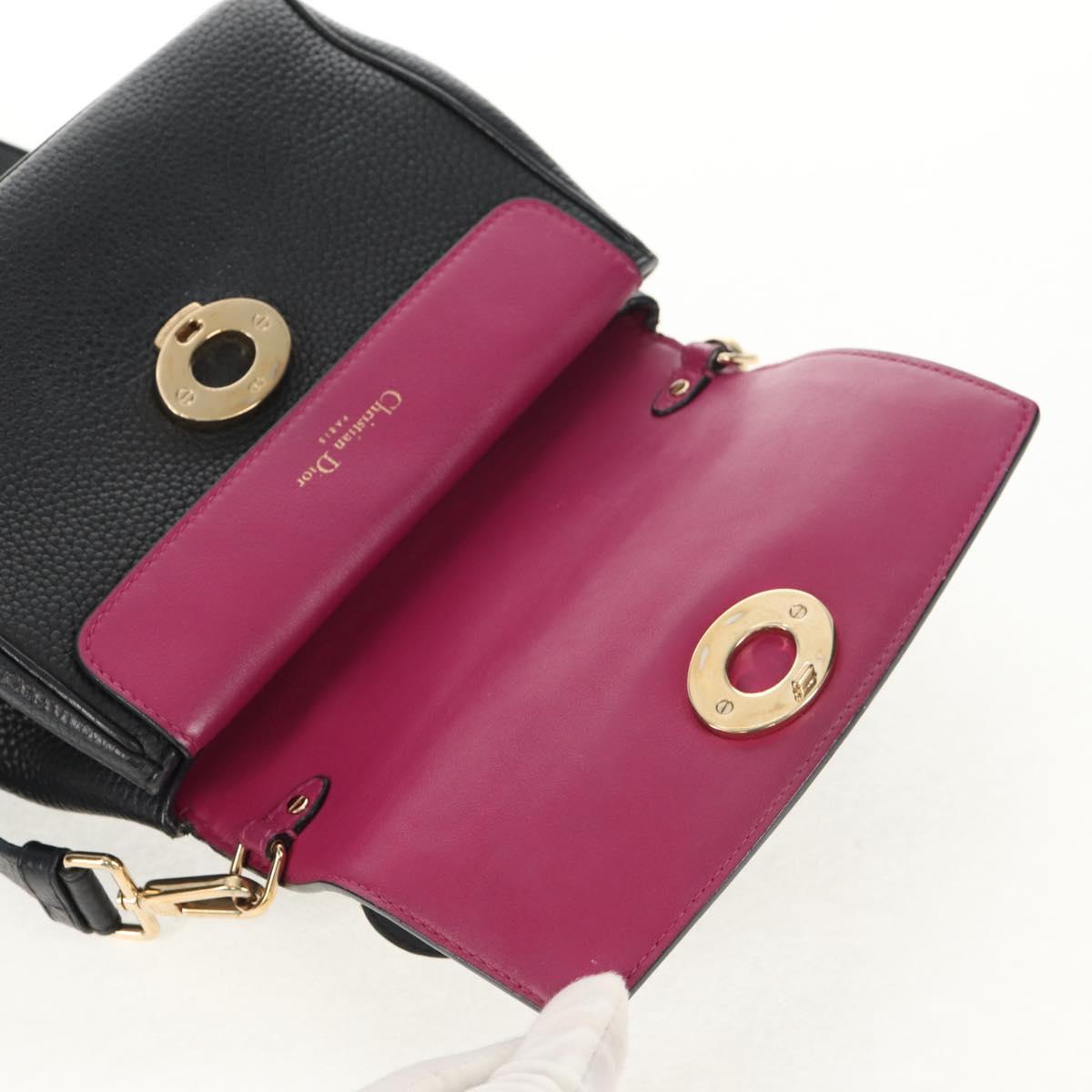 Christian Dior Lady Dior Be Dior Small Bag Leather 2way Black Gold Auth 152955AV
