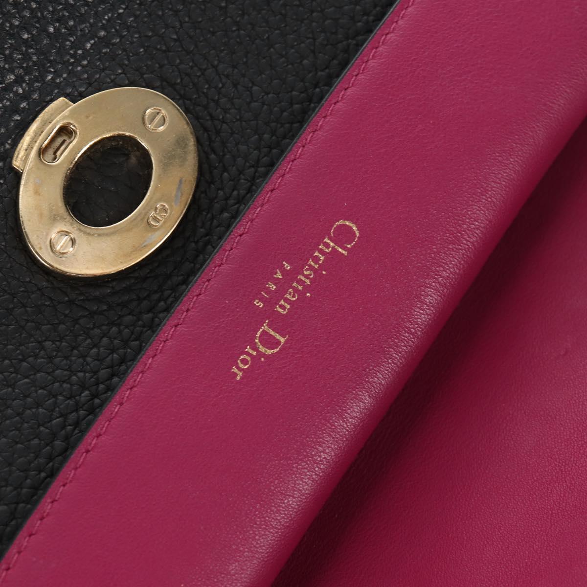 Christian Dior Lady Dior Be Dior Small Bag Leather 2way Black Gold Auth 152955AV