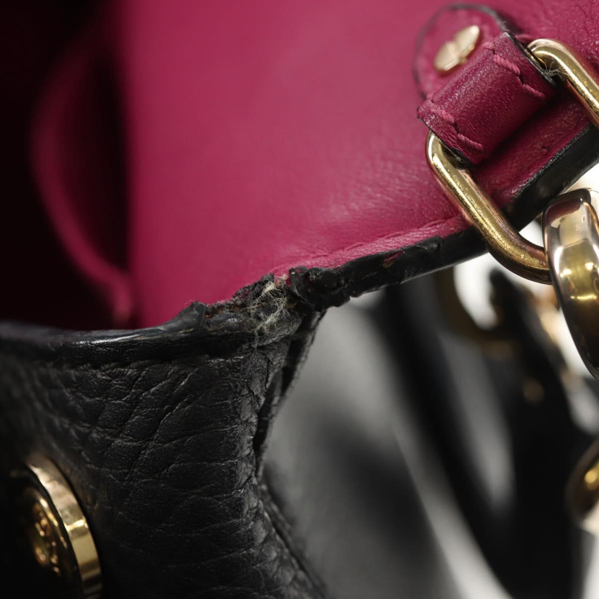 Christian Dior Lady Dior Be Dior Small Bag Leather 2way Black Gold Auth 152955AV