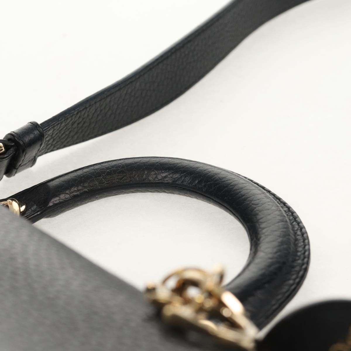 Christian Dior Lady Dior Be Dior Small Bag Leather 2way Black Gold Auth 152955AV