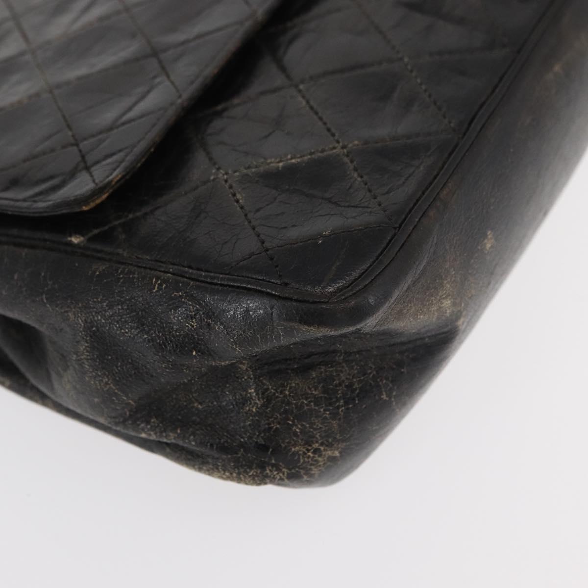 CHANEL Matelasse Chain Shoulder Bag Lamb Skin Vintage Black Gold CC Auth 152958