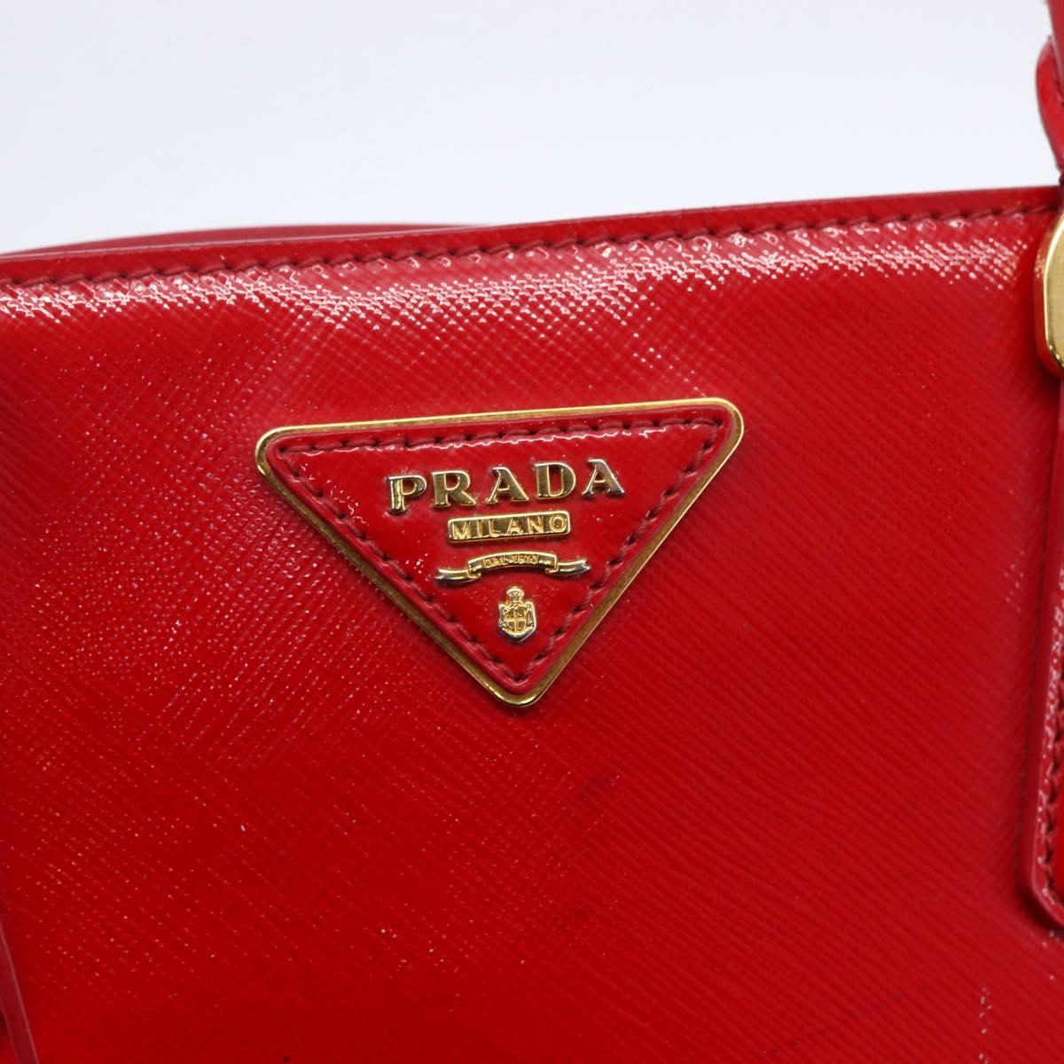 PRADA Tote Bag Safiano Leather 2way Red Gold Auth 152961