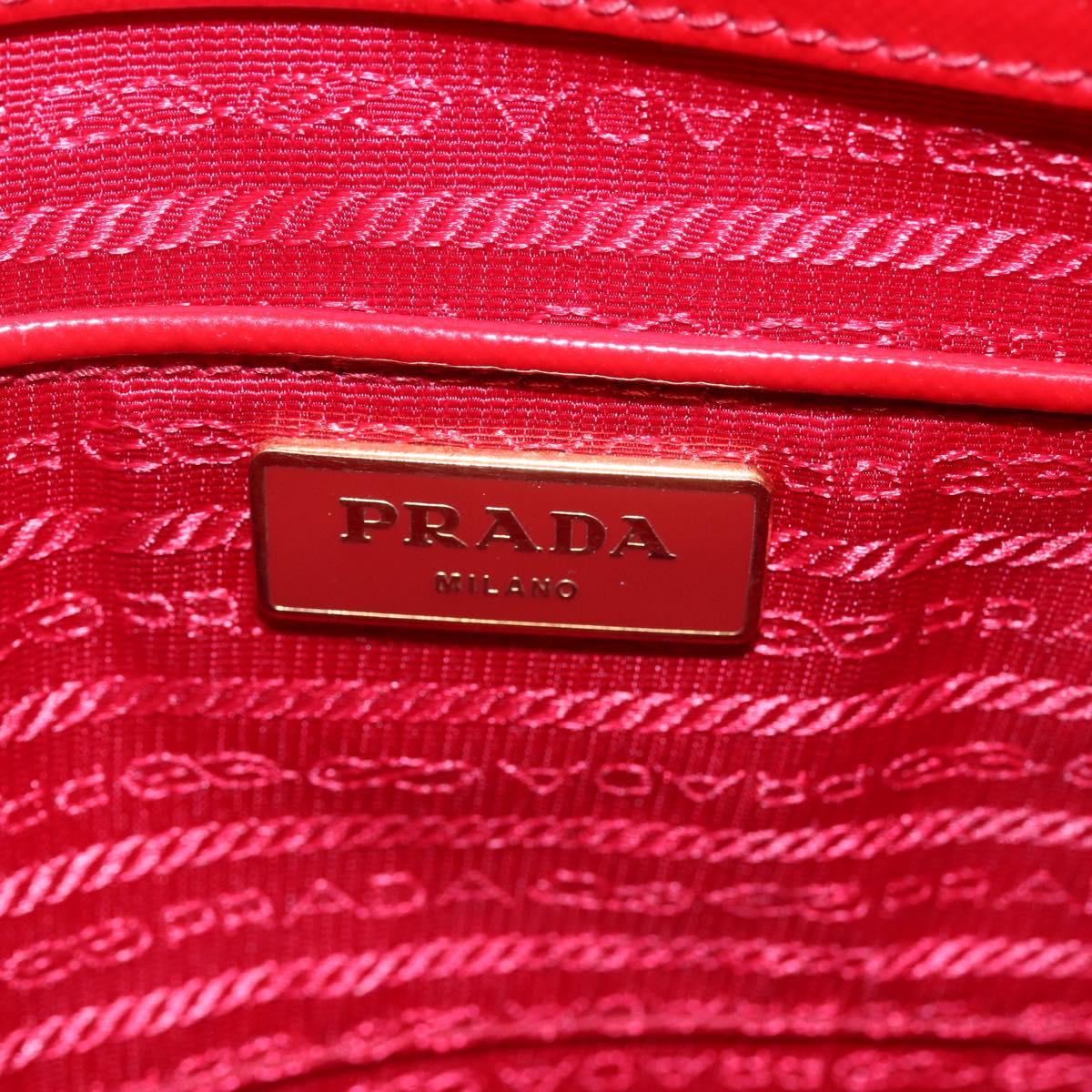 PRADA Tote Bag Safiano Leather 2way Red Gold Auth 152961