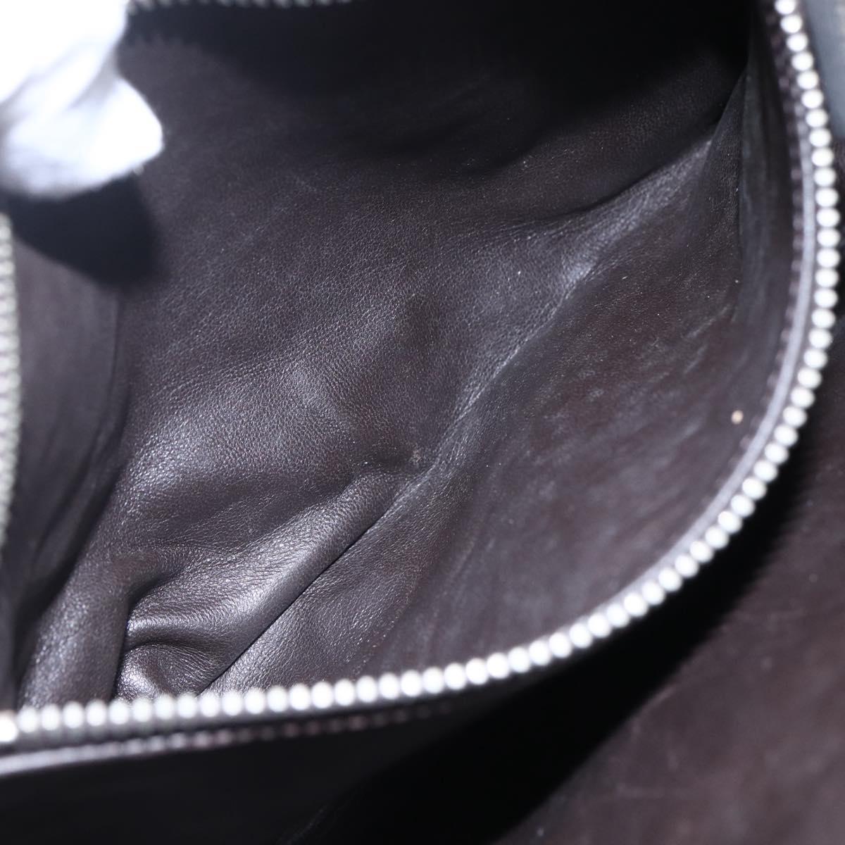 PRADA Clutch Bag Safiano Leather Gray Silver Auth 152965