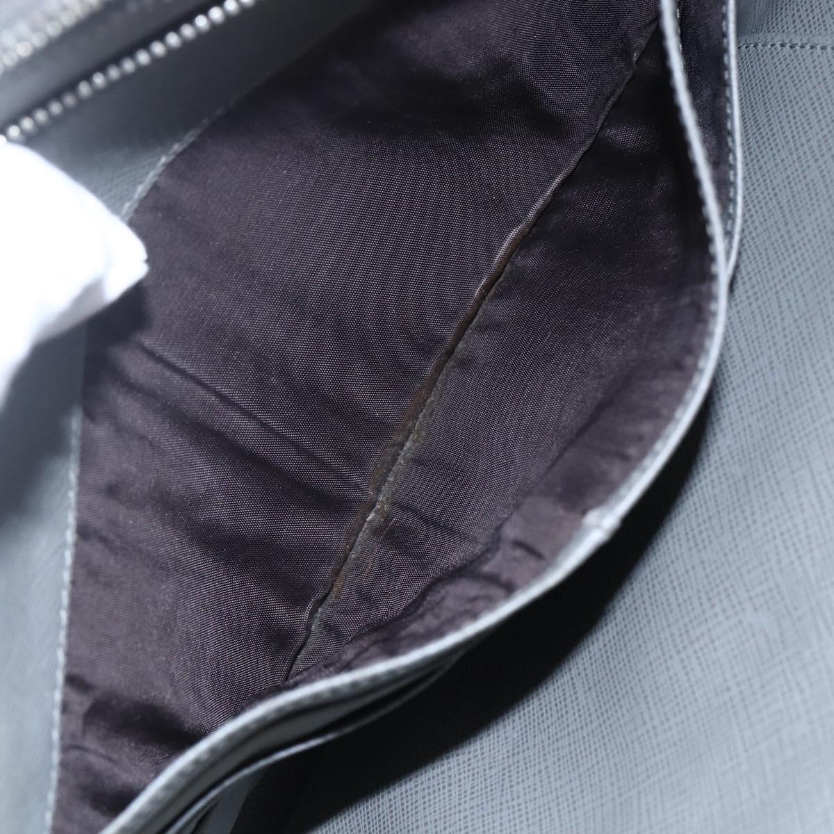 PRADA Clutch Bag Safiano Leather Gray Silver Auth 152965