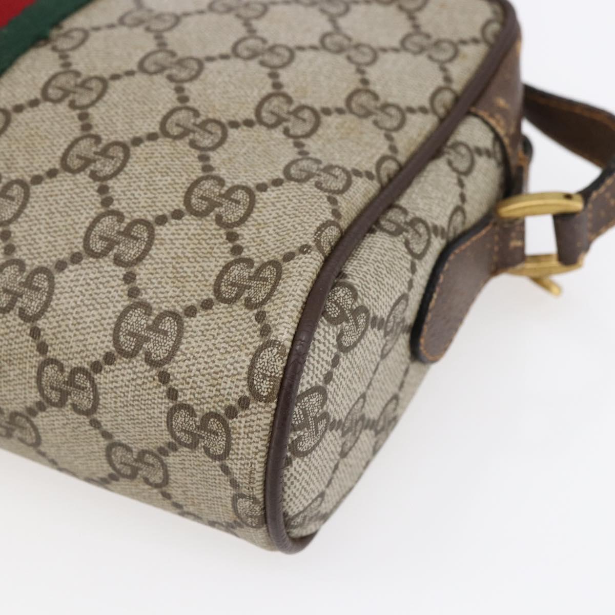 GUCCI GG Supreme Web Sherry Line Bag PVC Beige Gold 904 02 004 Auth 152967