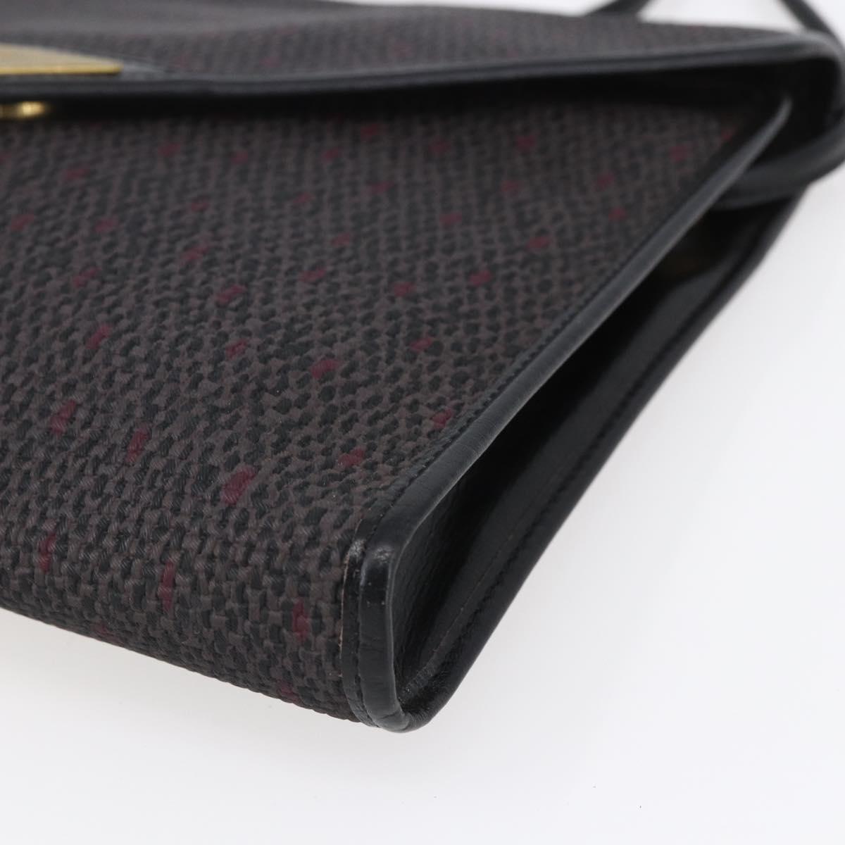 SAINT LAURENT Shoulder Bag PVC Leather Black Gold Auth 152971