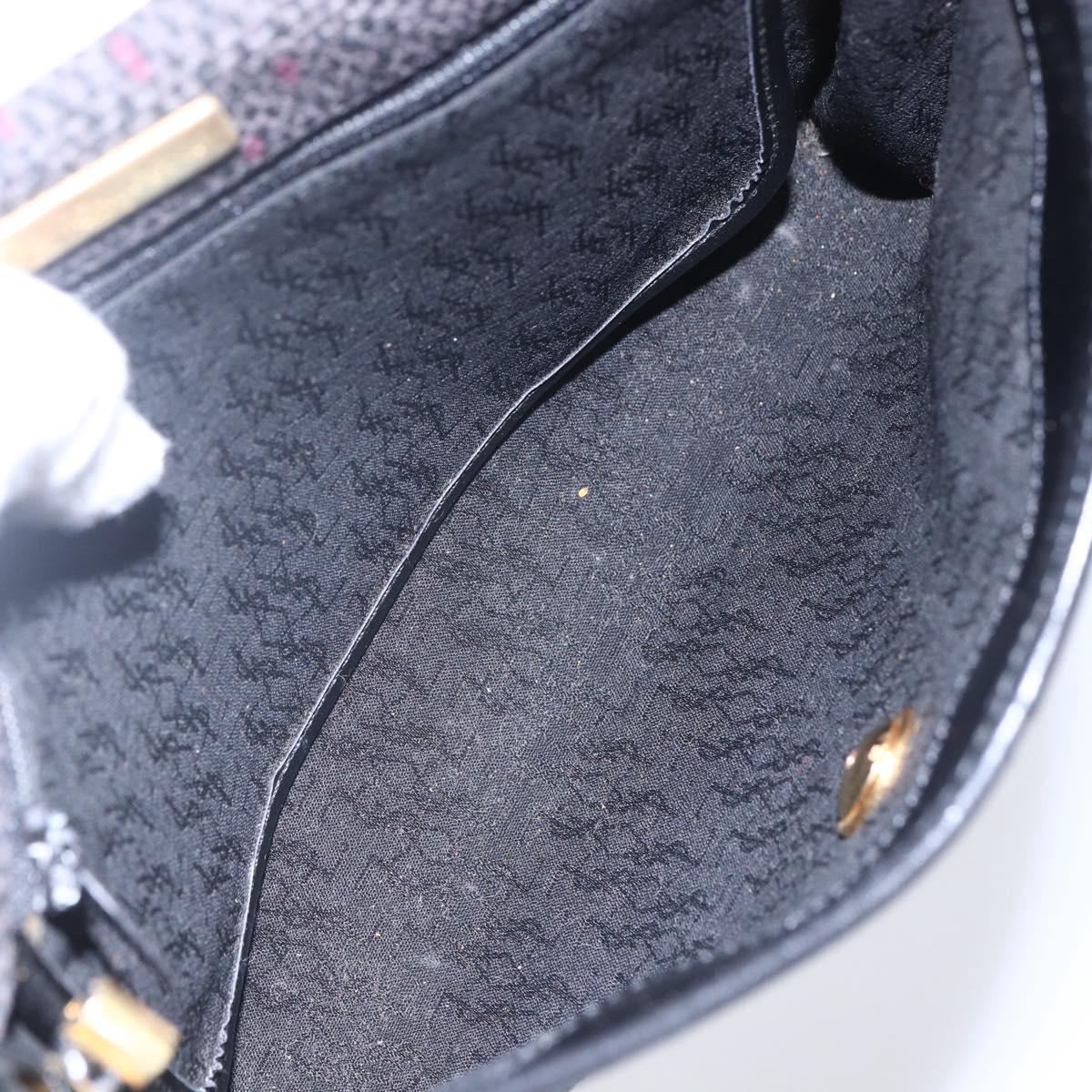 SAINT LAURENT Shoulder Bag PVC Leather Black Gold Auth 152971