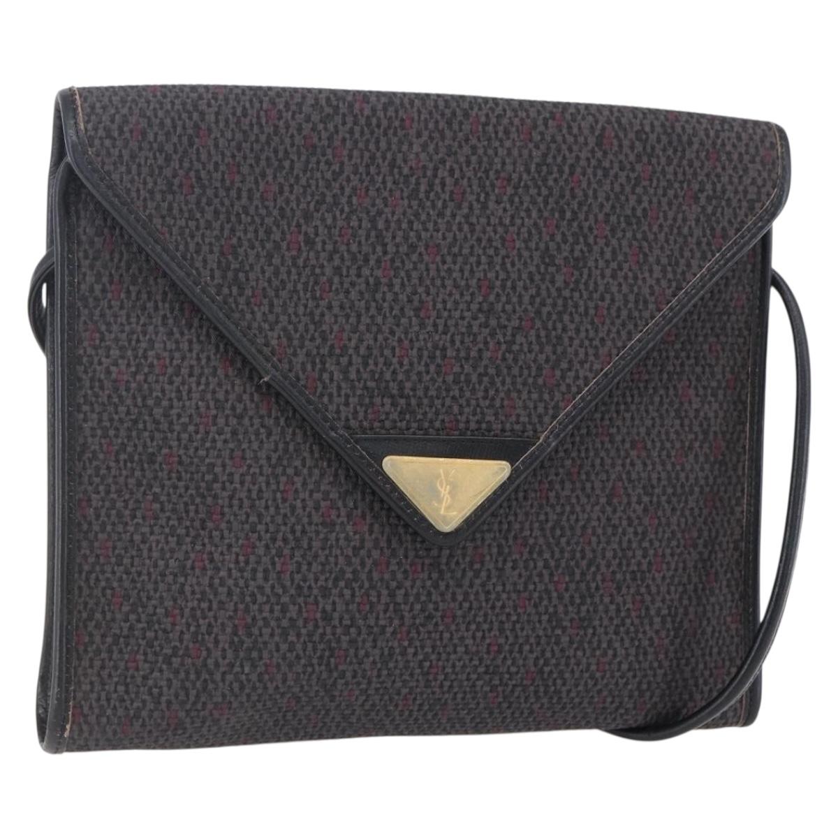 SAINT LAURENT Shoulder Bag PVC Leather Black Gold Auth 152971