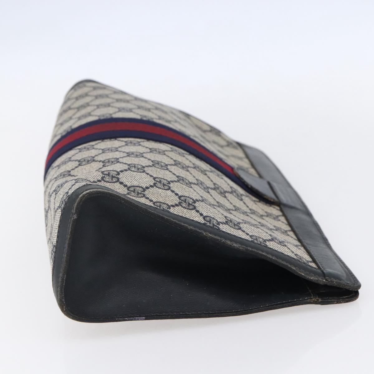 GUCCI GG Supreme Sherry Line Clutch Bag PVC Navy 37 014 2125 Auth 152977