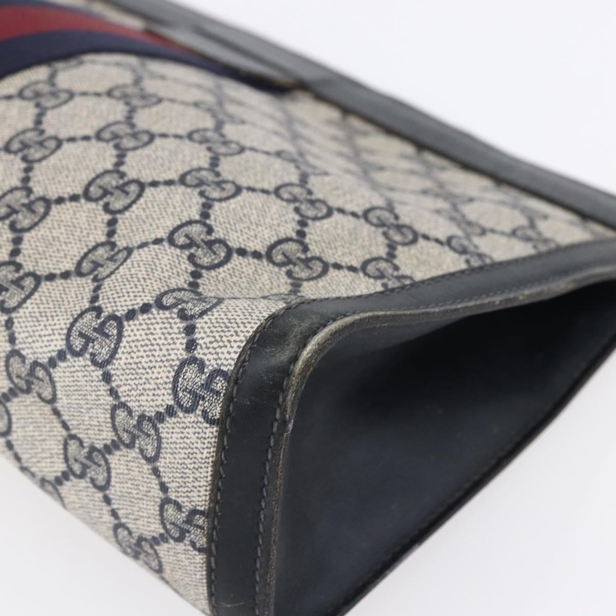 GUCCI GG Supreme Sherry Line Clutch Bag PVC Navy 37 014 2125 Auth 152977