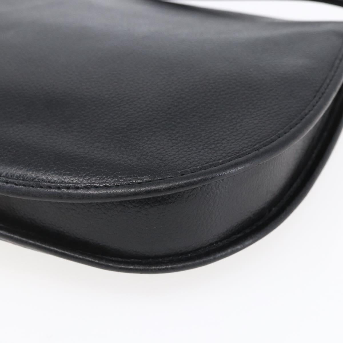 SAINT LAURENT Shoulder Bag Leather Black Gold Auth 152979