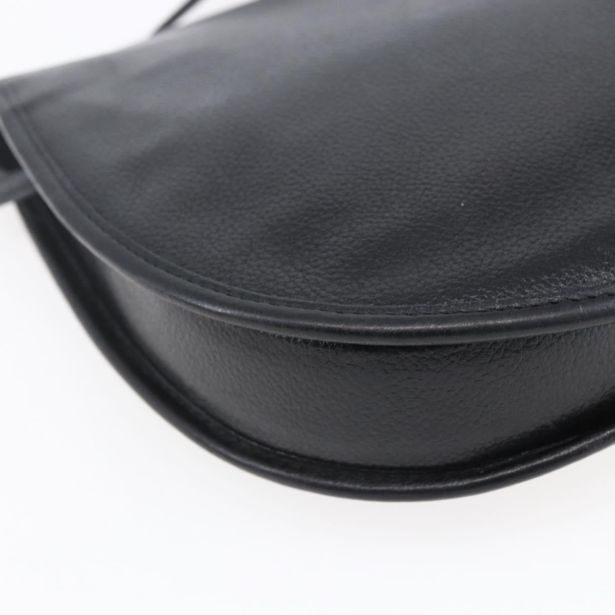 SAINT LAURENT Shoulder Bag Leather Black Gold Auth 152979