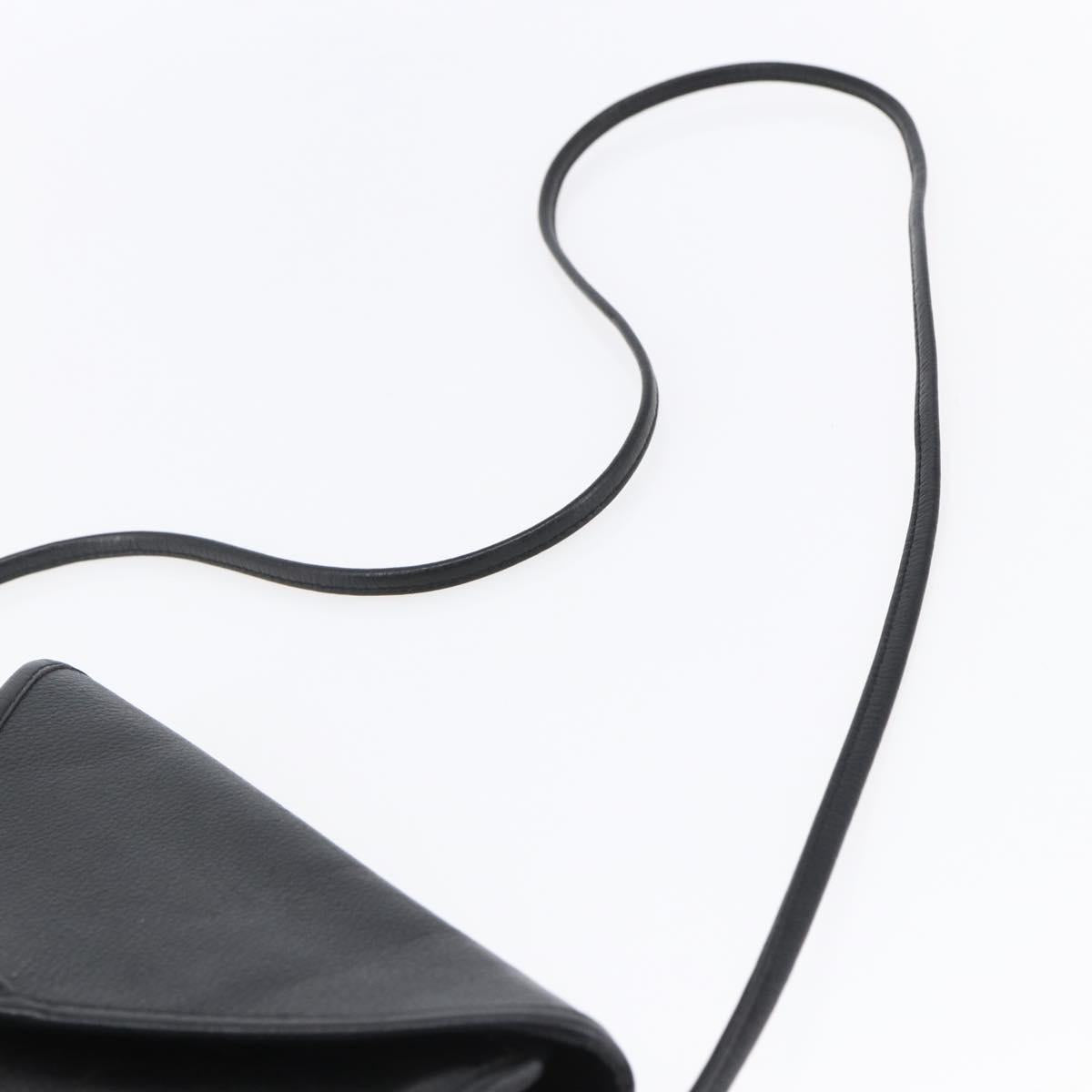 SAINT LAURENT Shoulder Bag Leather Black Gold Auth 152979