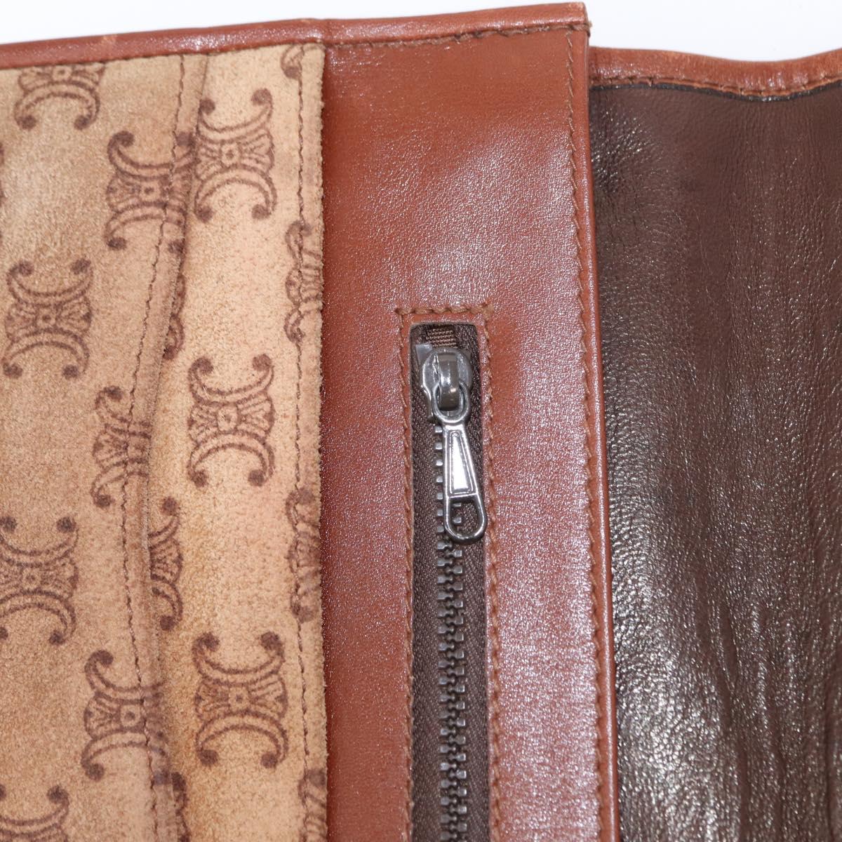 CELINE Macadam Canvas Clutch Bag Suede Beige Gold Auth 152980