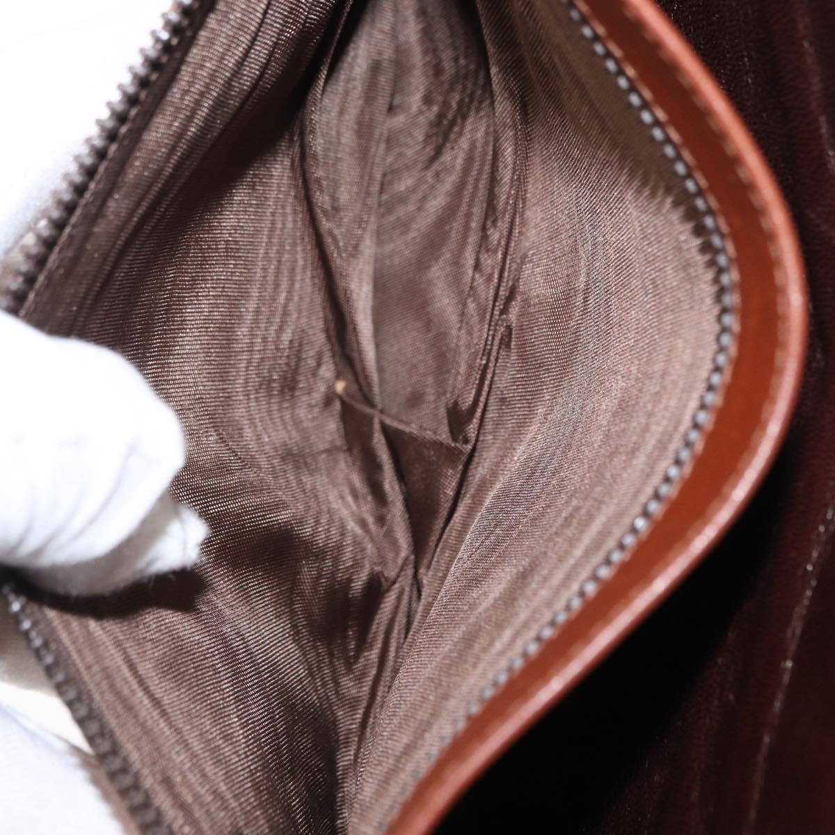 CELINE Macadam Canvas Clutch Bag Suede Beige Gold Auth 152980