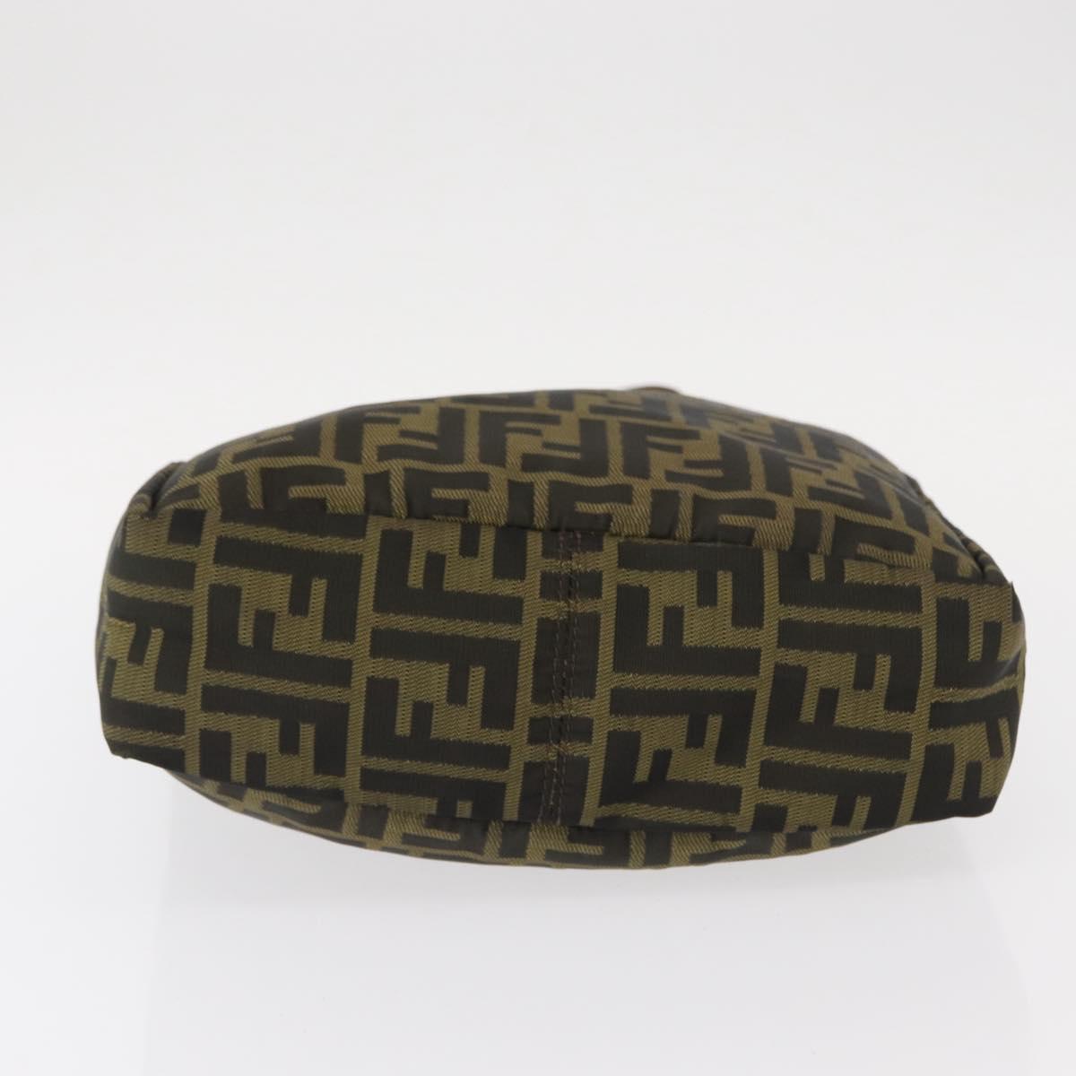 FENDI Zucca Canvas Hand Bag Black Brown Silver Auth 152992