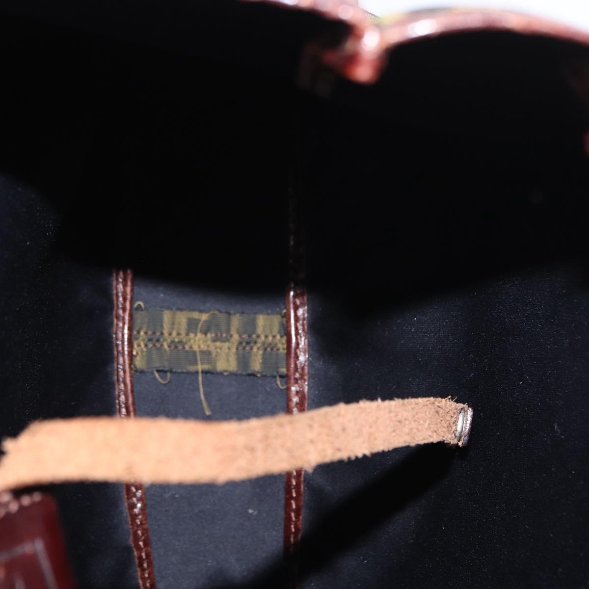 FENDI Zucca Canvas Hand Bag Black Brown Silver Auth 152992