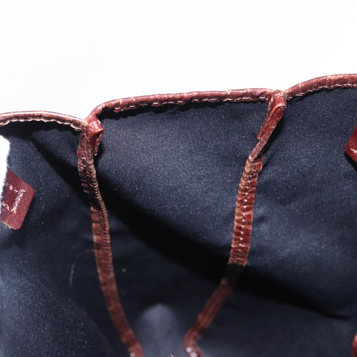 FENDI Zucca Canvas Hand Bag Black Brown Silver Auth 152992