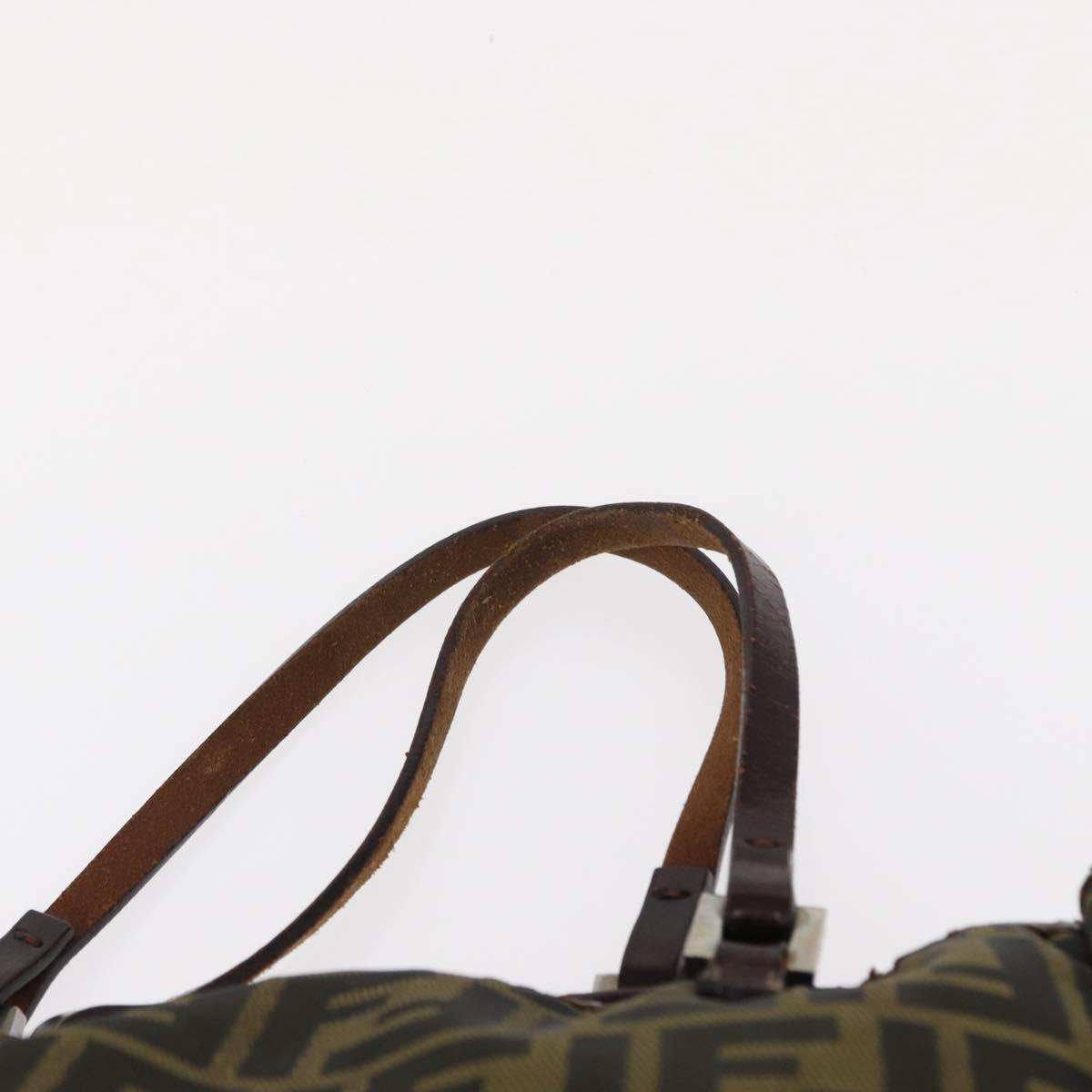 FENDI Zucca Canvas Hand Bag Black Brown Silver Auth 152992