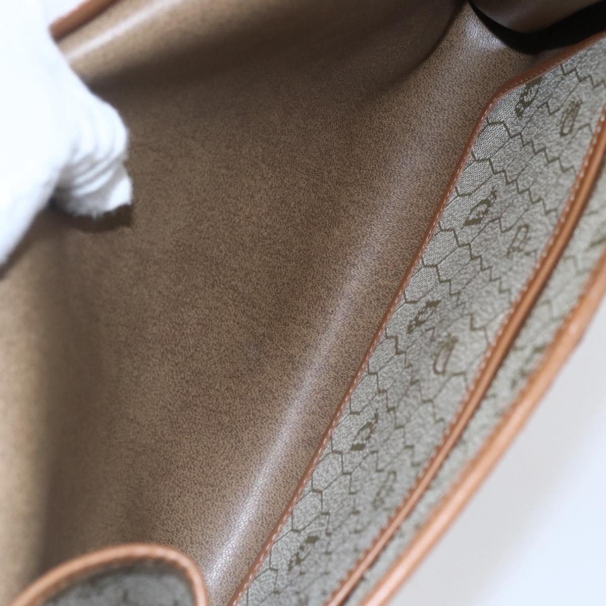 Christian Dior Honeycomb Canvas Chain Shoulder Bag PVC Beige Gold Auth 152993