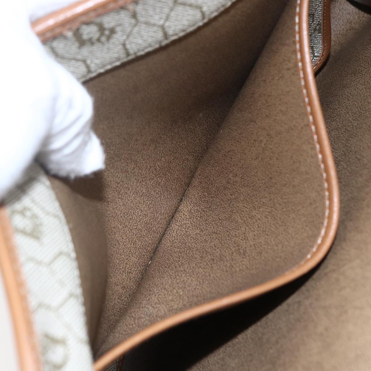 Christian Dior Honeycomb Canvas Chain Shoulder Bag PVC Beige Gold Auth 152993