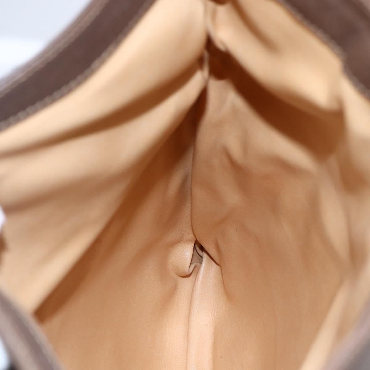 CELINE Shoulder Bag Leather Brown Gold Auth 152994