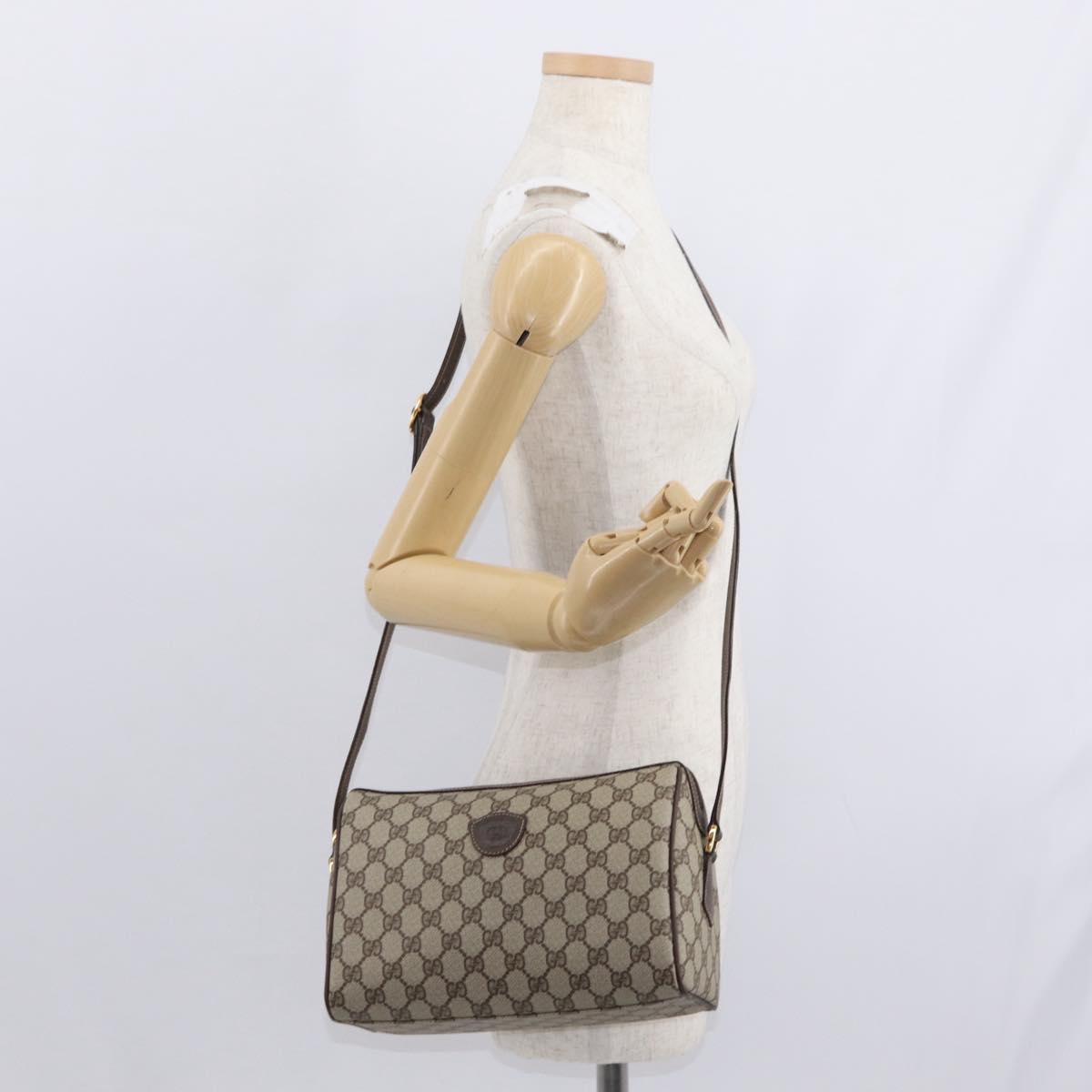 GUCCI GG Supreme Shoulder Bag PVC Beige Gold 001 115 6595 Auth 153003