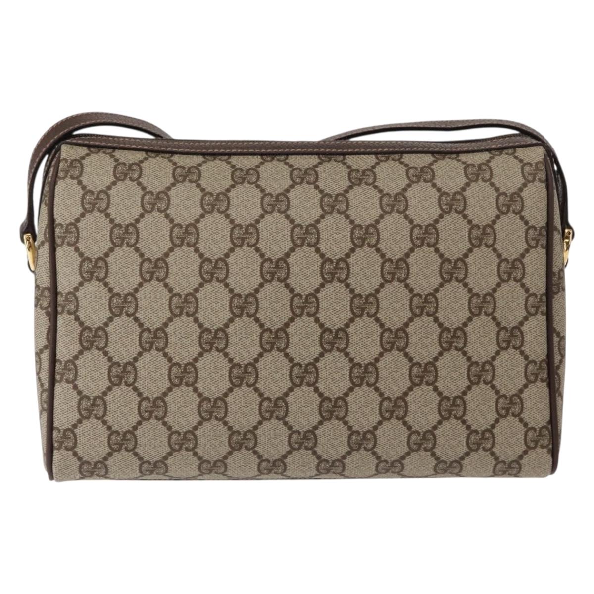 GUCCI GG Supreme Shoulder Bag PVC Beige Gold 001 115 6595 Auth 153003