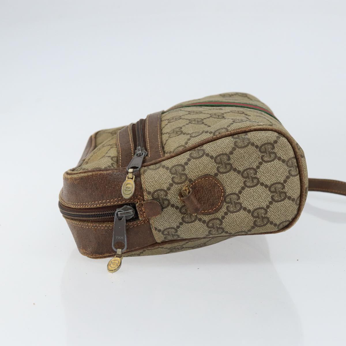 GUCCI GG Supreme Web Sherry Line Shoulder Bag PVC Beige Gold 010 378 Auth 153004