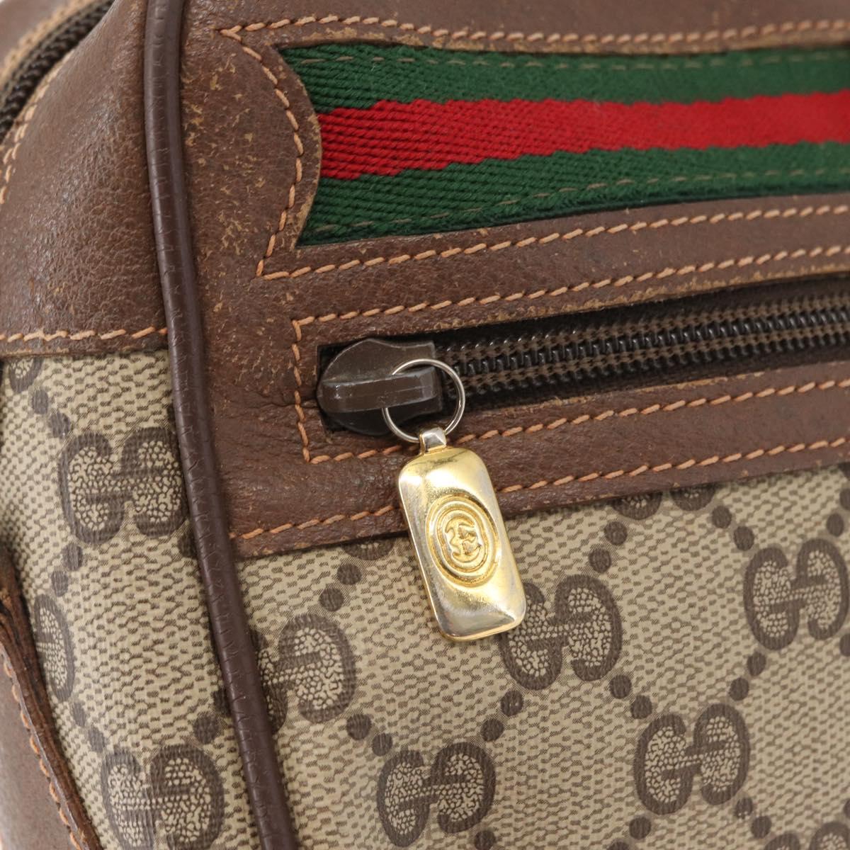 GUCCI GG Supreme Web Sherry Line Shoulder Bag PVC Beige 56 02 087 Auth 153005