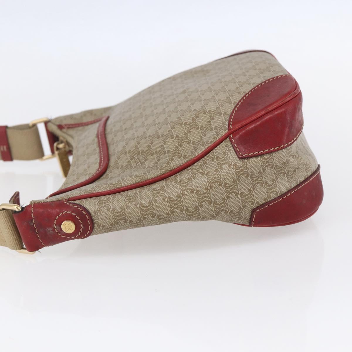 CELINE Macadam Canvas Shoulder Bag PVC Beige Gold Auth 153008