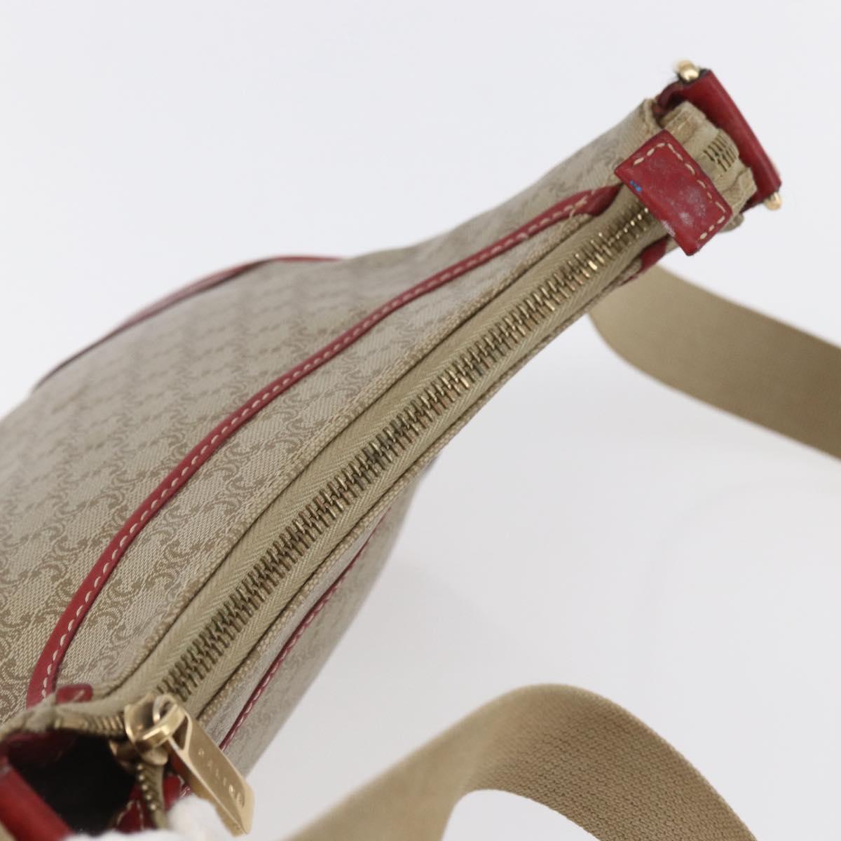 CELINE Macadam Canvas Shoulder Bag PVC Beige Gold Auth 153008