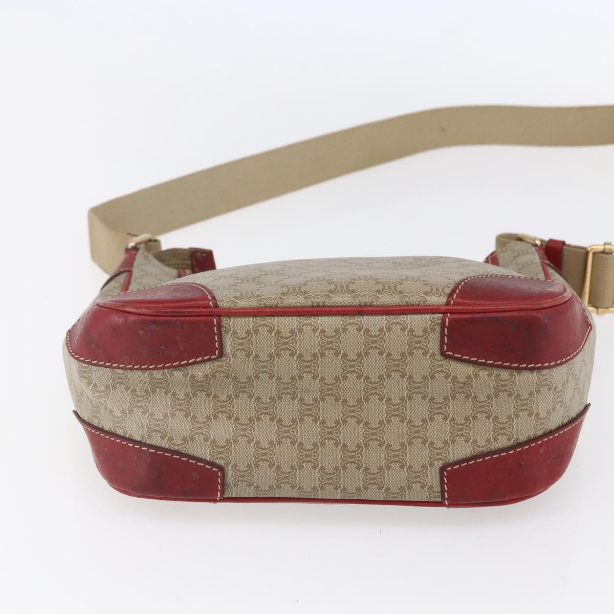 CELINE Macadam Canvas Shoulder Bag PVC Beige Gold Auth 153008