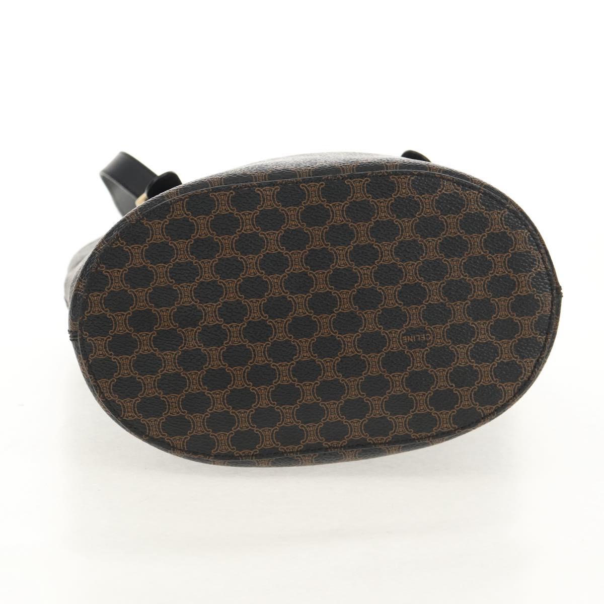 CELINE Macadam Canvas Tote Bag PVC Leather Black Gold Auth 153009V