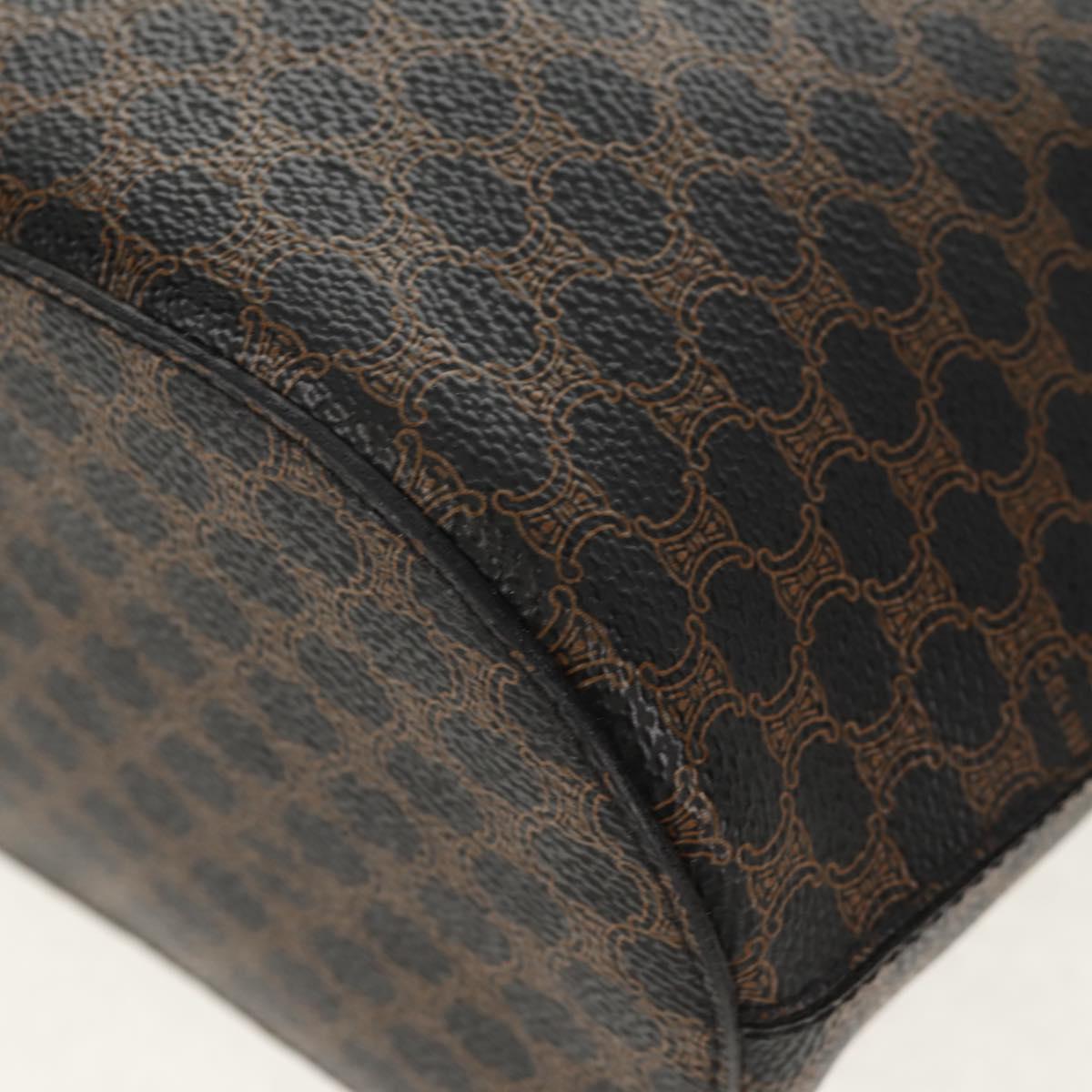 CELINE Macadam Canvas Tote Bag PVC Leather Black Gold Auth 153009V