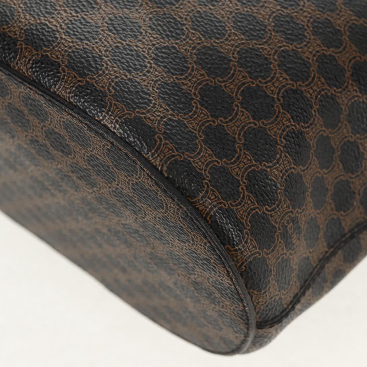 CELINE Macadam Canvas Tote Bag PVC Leather Black Gold Auth 153009V