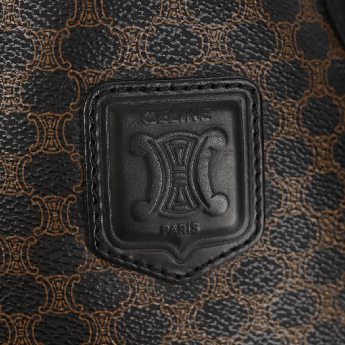 CELINE Macadam Canvas Tote Bag PVC Leather Black Gold Auth 153009V