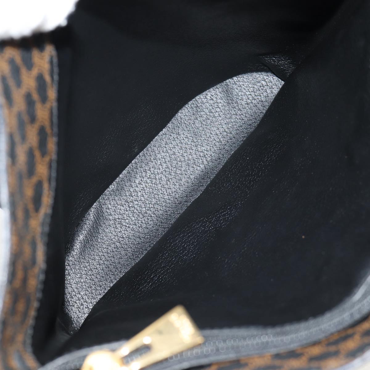 CELINE Macadam Canvas Tote Bag PVC Leather Black Gold Auth 153009V