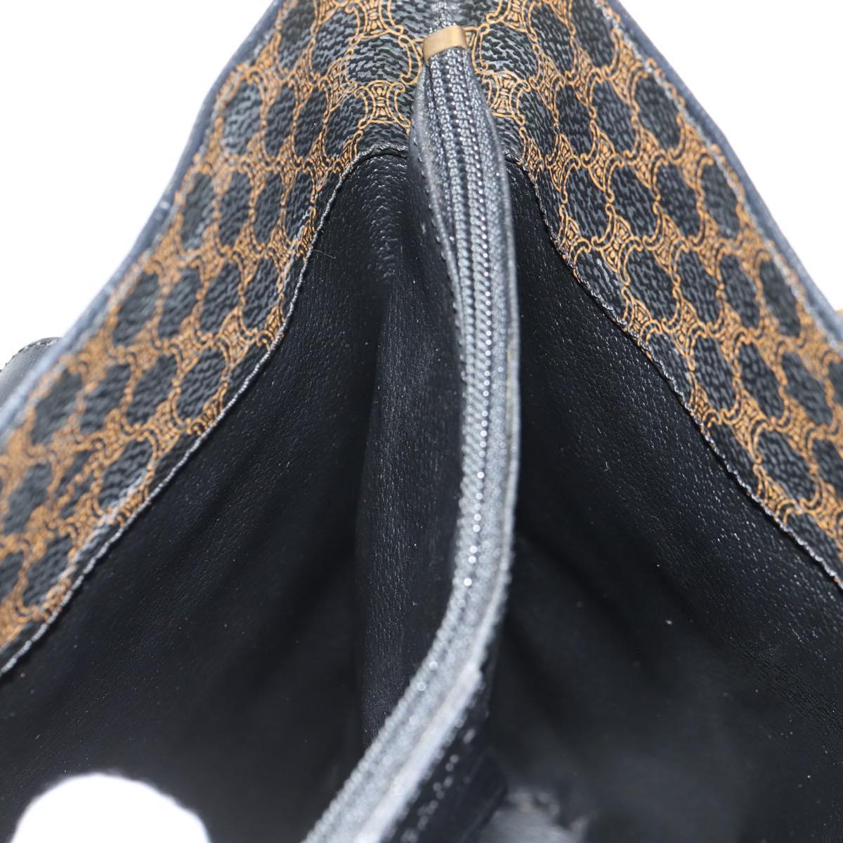 CELINE Macadam Canvas Tote Bag PVC Leather Black Gold Auth 153009V