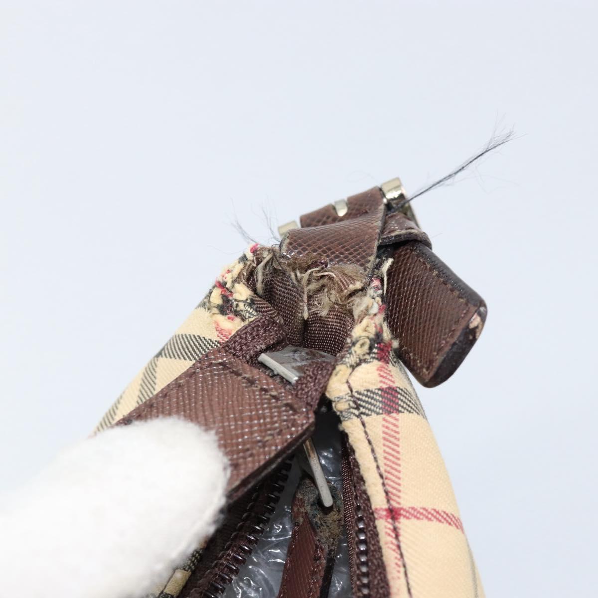 BURBERRY Nova Check Shoulder Bag Canvas Beige Silver Auth 153010