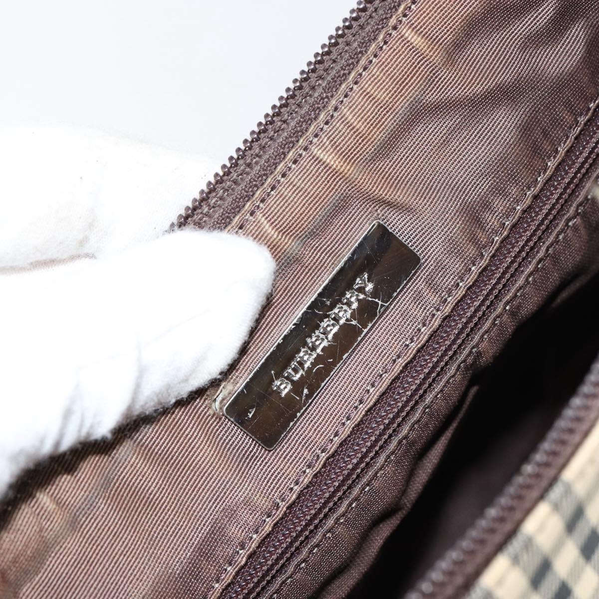 BURBERRY Nova Check Shoulder Bag Canvas Beige Silver Auth 153010