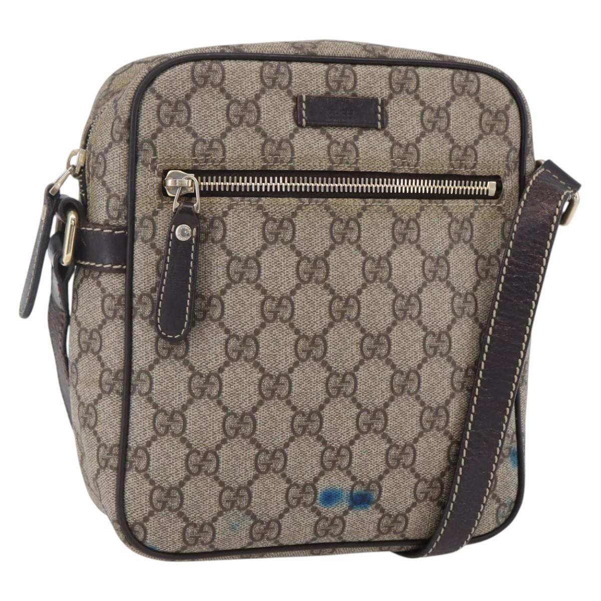 GUCCI GG Supreme Shoulder Bag PVC Beige Gold 233268 Auth 153011