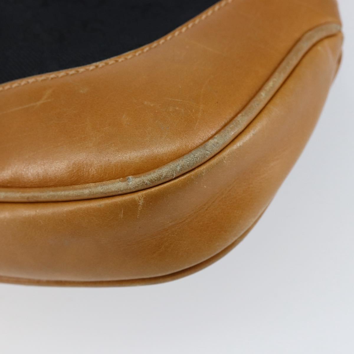 GUCCI GG Canvas Jackie Shoulder Bag Black Gold Auth 153012