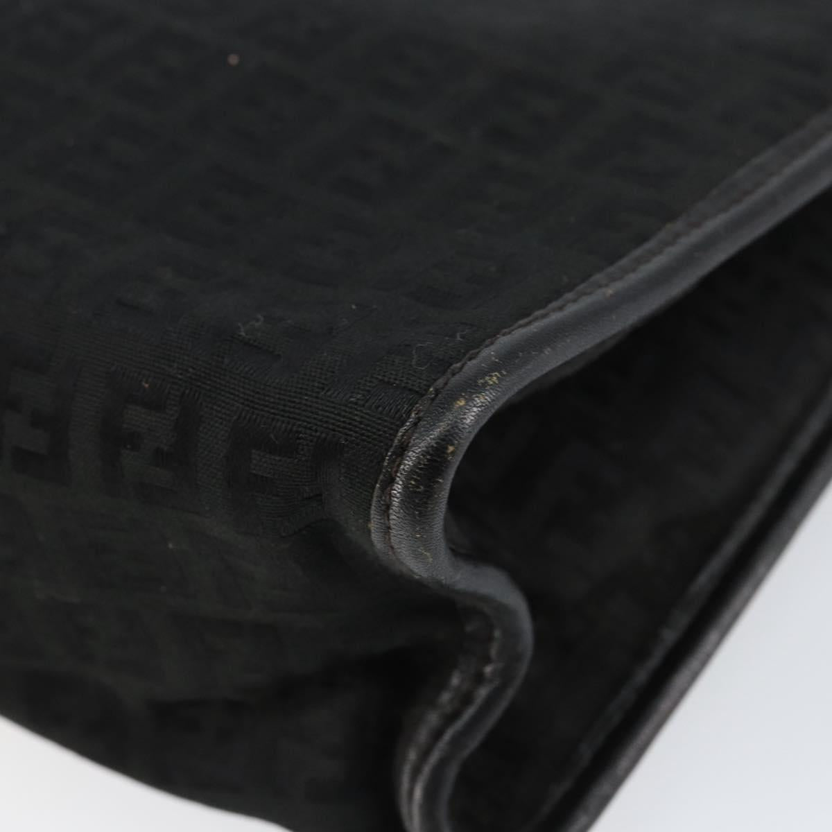 FENDI Zucchino Canvas Clutch Bag Black Auth 153013